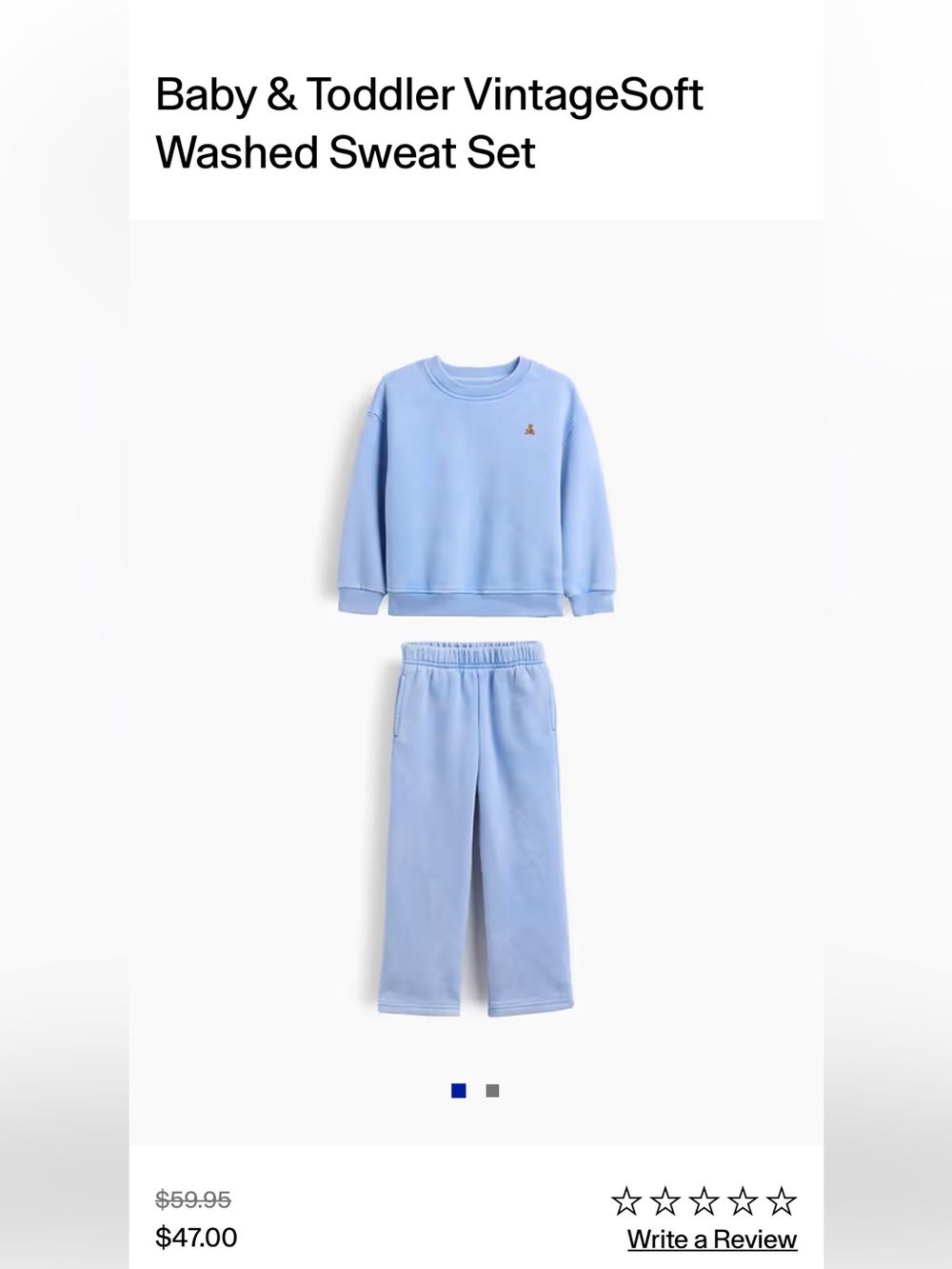 GAP Baby & Toddler Washed Light Blue Sweatshirt and Joggers Set